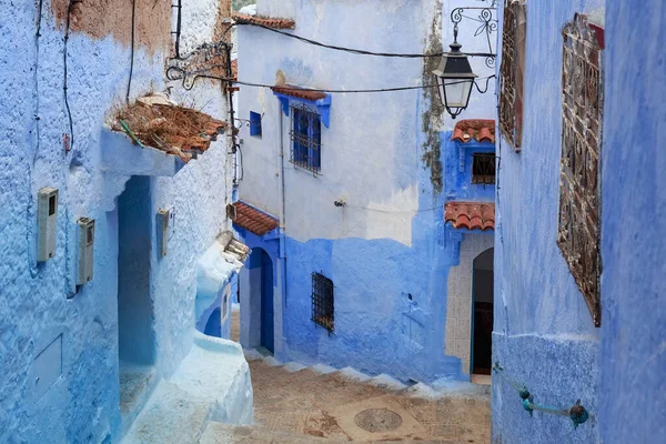Vista Las Paredes Azules Del Barrio Medina Chefchaouen Marruecos Ciudad — Foto de Stock