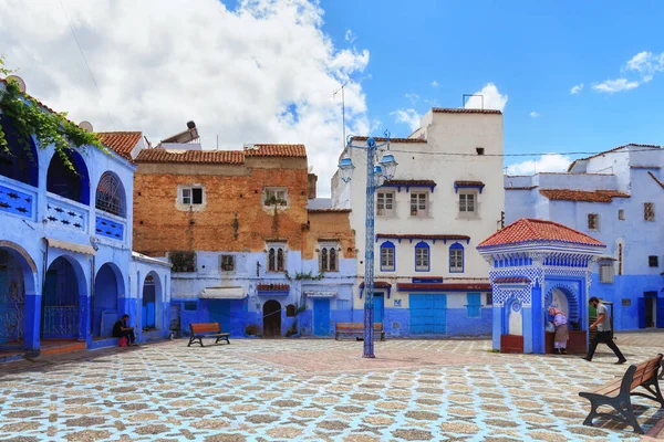 Chefchaouen Morocco Mayıs 2017 Chaouen Deki Medine Nin Mavi Duvarlarının — Stok fotoğraf