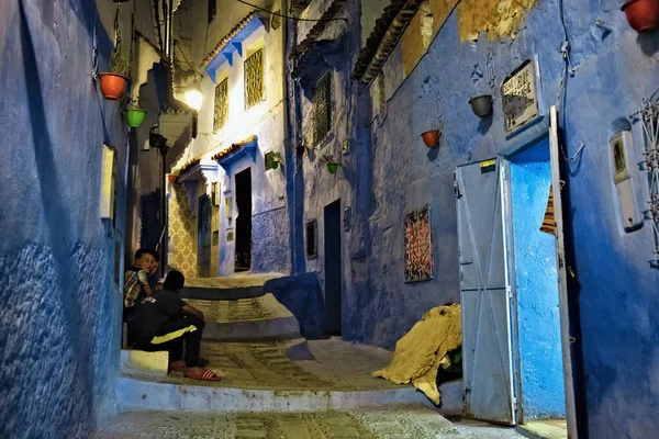 Chefchaouen Morocco Maj 2017 Nattutsikt Chefchaouens Medina Staden Känd För — Stockfoto