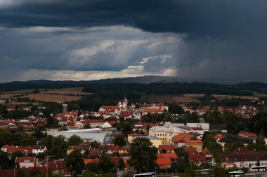 Esk Budjovice 'nin sokak manzarası Güney Bohemya Çek Cumhuriyeti 