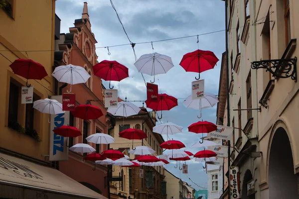 Esk Budjovice 'nin sokak manzarası Güney Bohemya Çek Cumhuriyeti 