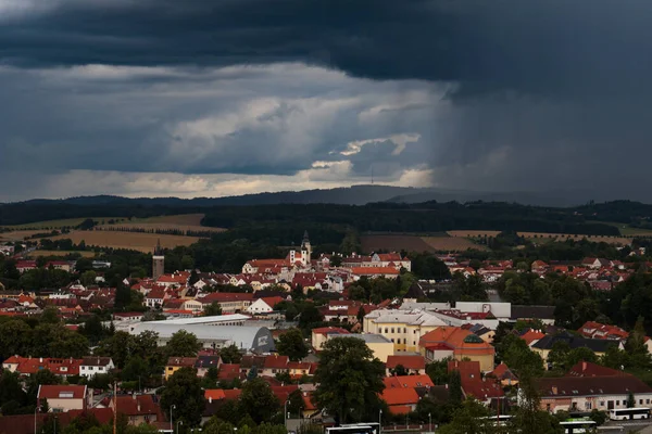 Esk Budjovice 'nin sokak manzarası Güney Bohemya Çek Cumhuriyeti 