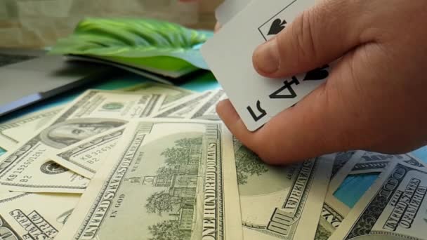 Dollar Karten Spielen Zeitlupe — Stockvideo