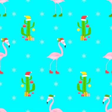 Flamingo Noel seamless modeli