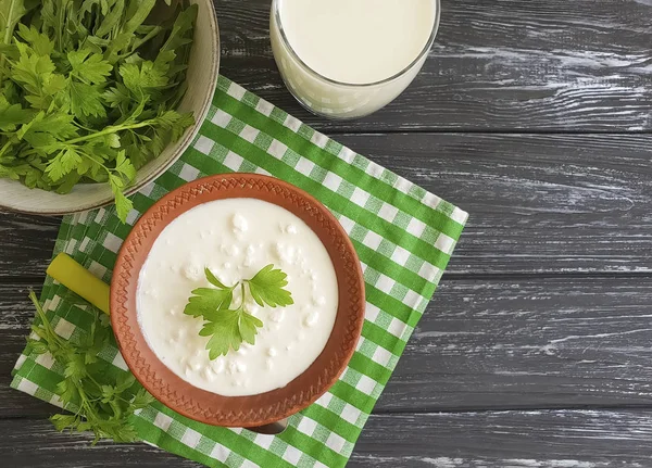 Crema Madera Producto Queso Natural Leche Alimentos Saludables Lácteos Blanco —  Fotos de Stock