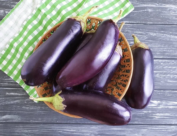 Eggplant Organic Wooden Background — Stock Photo, Image