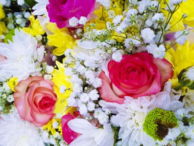 gül, sarı kasımpatı arka plan güzel buket