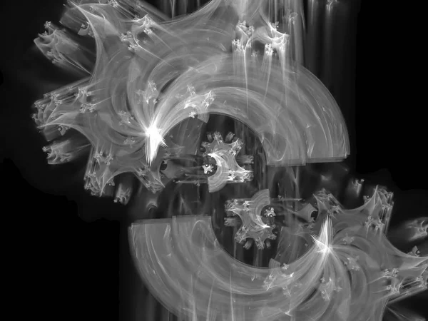 Fractal Abstract Creatief Ontwerp Digitale Achtergrond Chaos Zwart Wit — Stockfoto