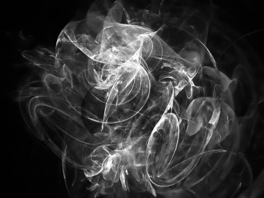 Fraktal dijital siyah ve beyaz tasarım