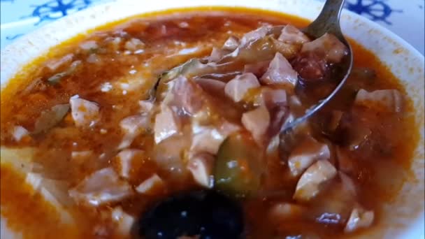 Plato Sopa Cámara Lenta — Vídeo de stock