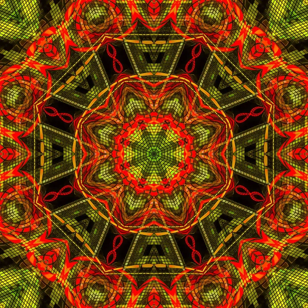 Caleidoscopio Digital Abstracto Mandala Oriental — Foto de Stock