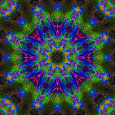 Mandala kaleydoskop, Soyut Dijital tasarım, oryantal fantezi