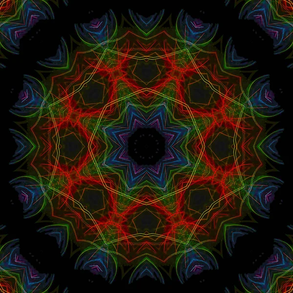 Caleidoscopio Mandala Diseño Digital Abstracto Fantasía Oriental —  Fotos de Stock