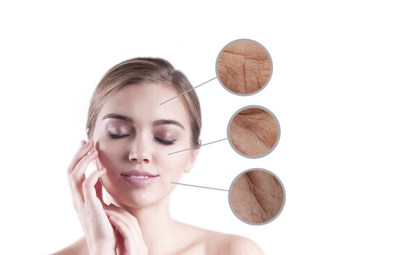 girl wrinkles on face collage