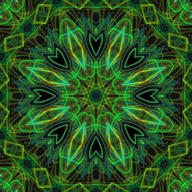 Soyut Dijital kaleydoskop, mandala, oriental