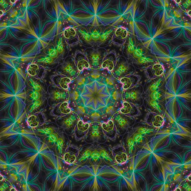 Soyut Dijital kaleydoskop, mandala, oriental