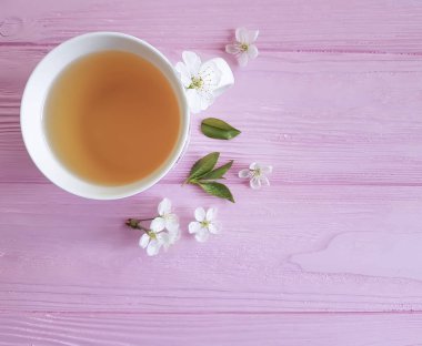 çay, ahşap bir pembe çiçek kiraz