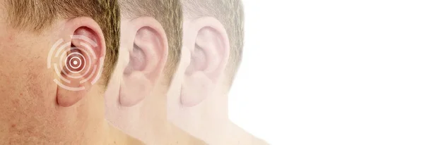 聴力損失男性症状 — ストック写真