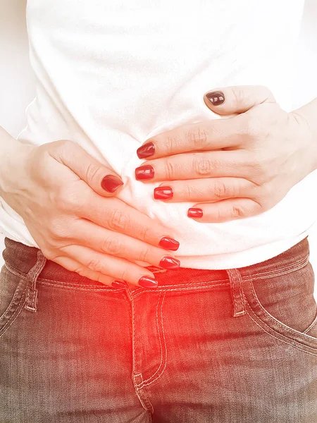 膀胱炎の女性の症状 — ストック写真