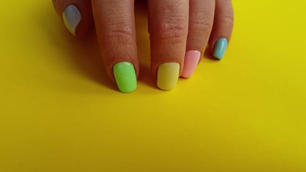 Female Hands Manicure Color Paper — Stock Video
