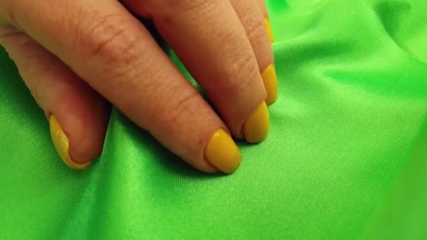 Female Hand Manicure Silk — Stock Video
