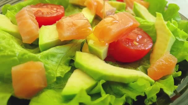 Somon Salatası Avokado Yağı — Stok video