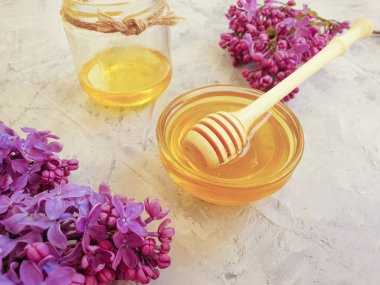 gri beton arka plan üzerinde taze bal leylak çiçek