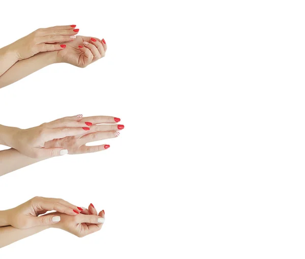 Manicure Mão Feminina Vermelho Isolado — Fotografia de Stock