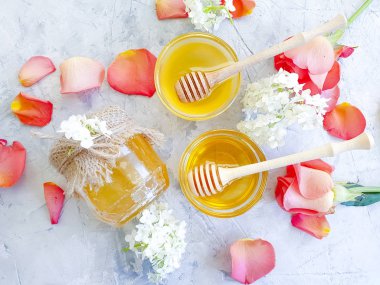 gri beton arka plan üzerinde taze bal gül çiçek