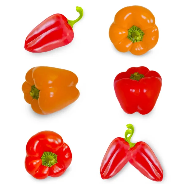 Reifer Roter Und Gelber Paprika Isoliert — Stockfoto