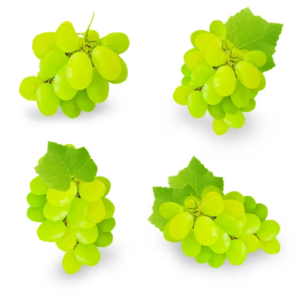 Uvas Verdes Aisladas Sobre Fondo Blanco — Foto de Stock