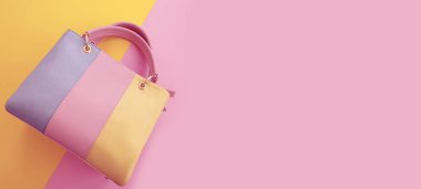 Kadın çantası renkli bir arkaplanda