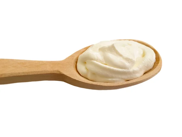 Sour Cream Spoon Isolated White Background — Stock Photo, Image