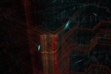 Soyut dijital fraktal fantezi tasarımı 3d illüstrasyon 