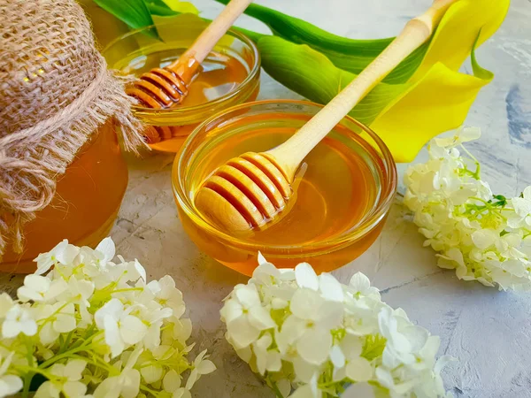 Frischen Honig Blume Beton Hintergrund — Stockfoto