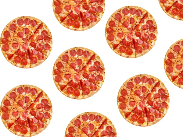 Pizza Mit Wurst Isoliert Auf Weißem Hintergrund — Stockfoto