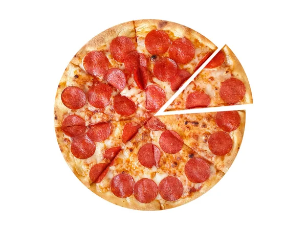 带有白色背景的香肠披萨 — 图库照片