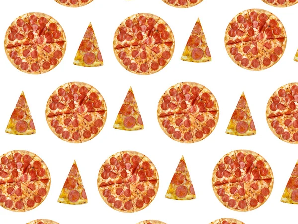 Pizza Scheibe Mit Wurst Isoliert Auf Weißem Hintergrund — Stockfoto
