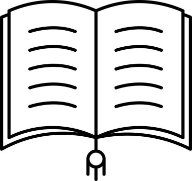 Open Book Icon for Knowledge and Study. Line art open book icon symbolizing knowledge reading learning and study resources for education libraries online courses and creative projects.