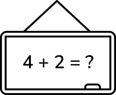 Blackboard with Formula Icon for Math and Study. Line art blackboard with formula icon showing study mathematics science learning and teaching resources for education schools and training platforms.