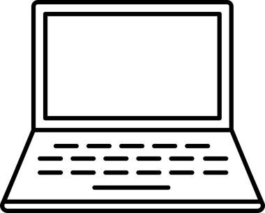Laptop Learning Icon for Digital Education. Line art laptop with learning screen symbolizing digital education online study modern technology and training for students teachers and professionals.