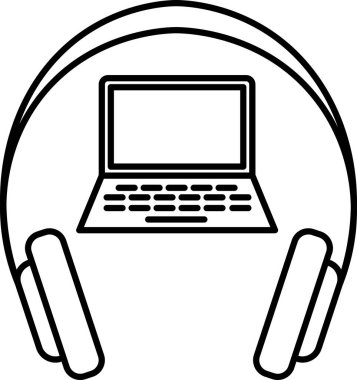 Headphones Icon for Audio Learning Music and Online Study. Line art headphones icon for audio learning online study digital education podcast music streaming app ui web design training e learning and education use.