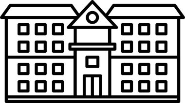 School Building Icon for Education Institution and Learning Design. Line art school building icon for education institution academic learning online study training platform app ui web design classroom and digital education use.