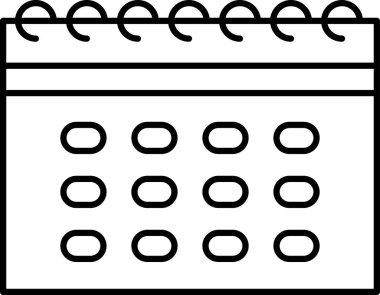 Calendar Icon for Education Class Schedule Planning and Learning. Line art calendar icon for education class schedule planning study reminder academic learning task management and digital organization.