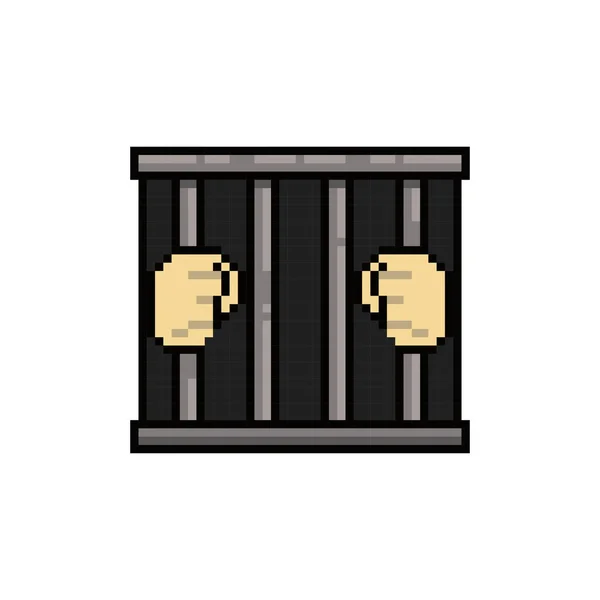 hands prisoner in jail pixel art