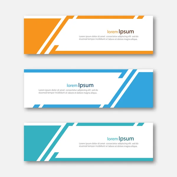 Conjunto Modelo Banner Design Abstrato Três Cores Diferentes Ilustração Vetorial — Vetor de Stock