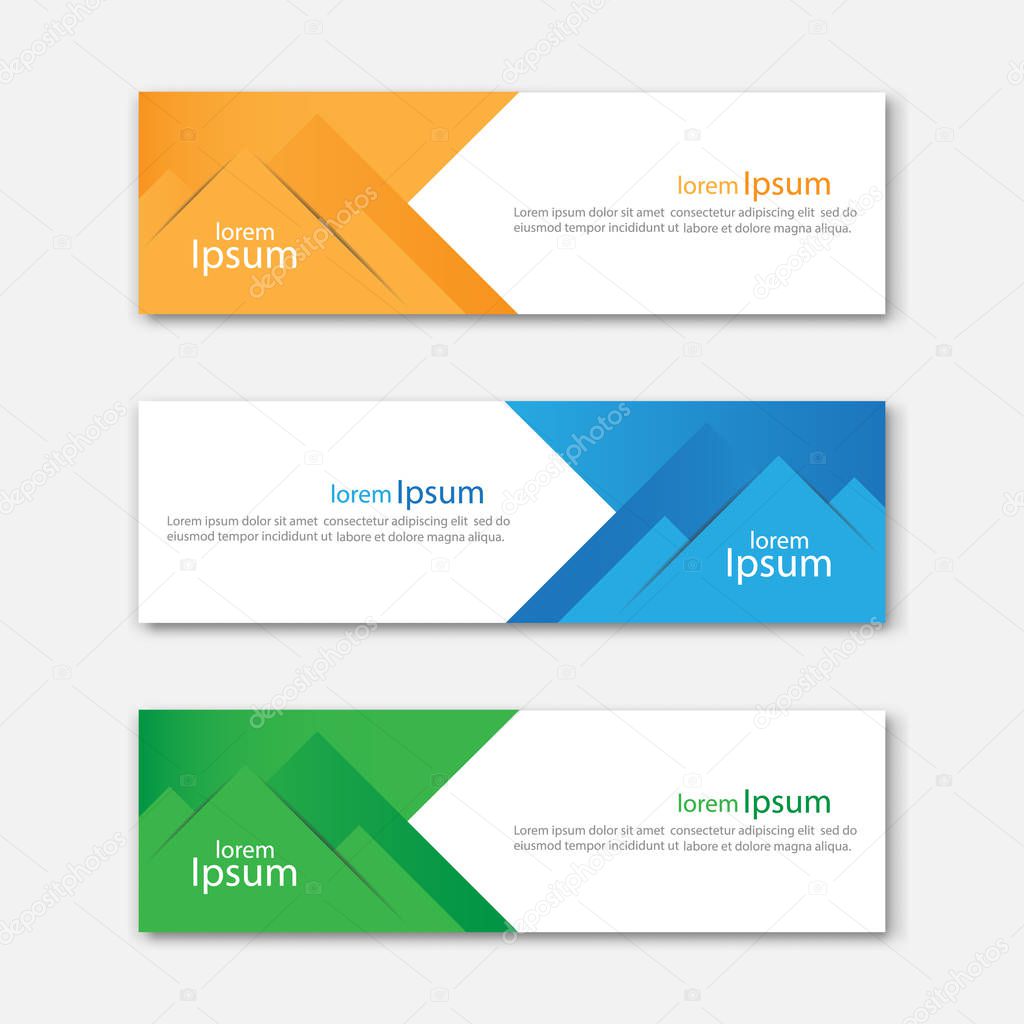 Set of abstract design banner template. Three different colors. Vector illustration.