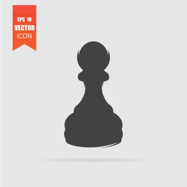 Düz tarzda satranç rehin simgesi gri arka planda izole.
