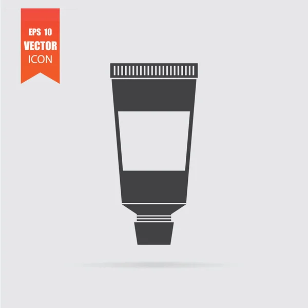 Cream Tube ikon i platt stil isolerad på grå bakgrund. — Stock vektor