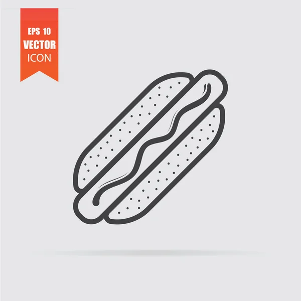 Icône de hot-dog en style plat isolé sur fond gris . — Image vectorielle